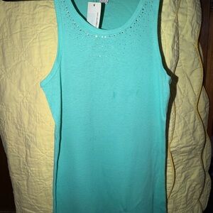 Aqua Sleeveless Top Large NWT
